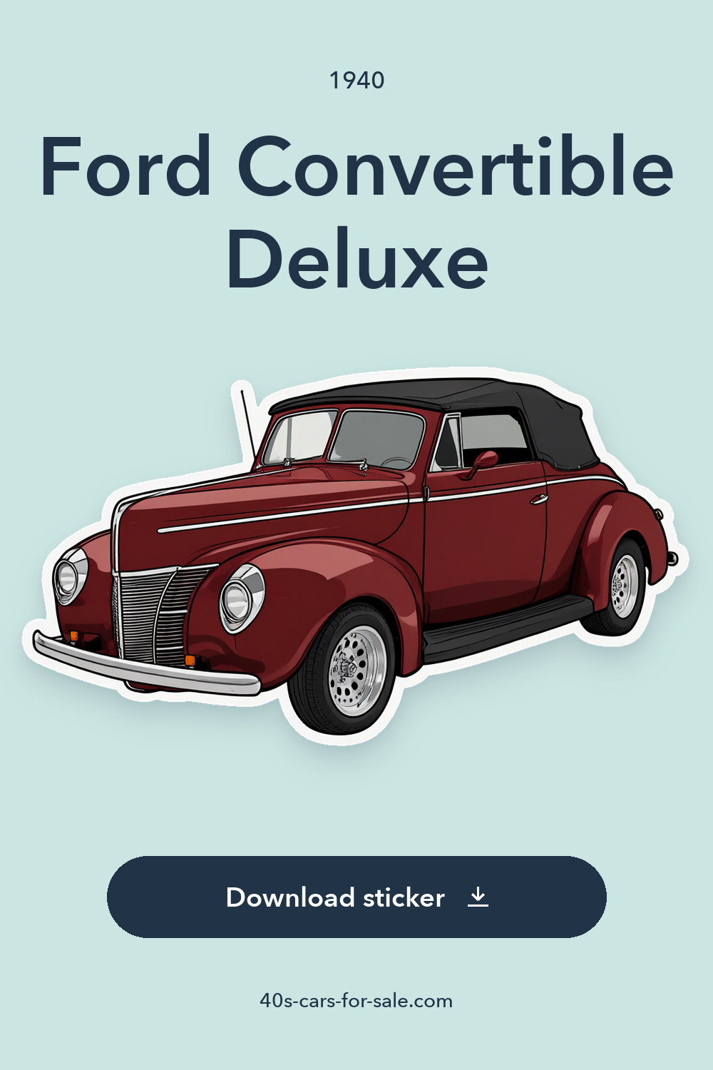 1940 Ford Convertible Deluxe sticker preview