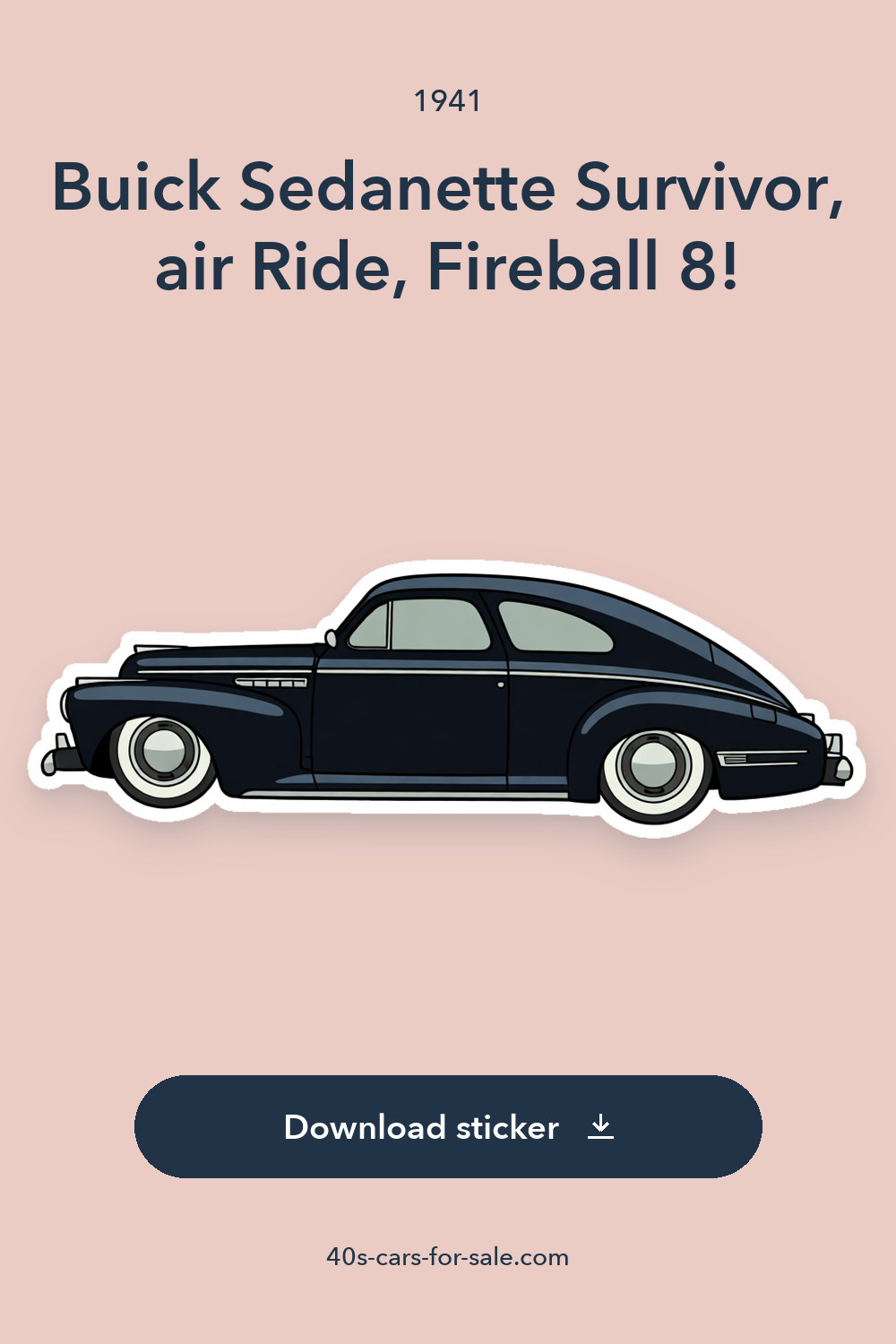 1941 Buick Sedanette Survivor, air Ride, Fireball 8! sticker preview